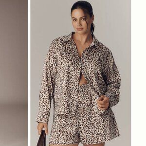 Maeve Long-Sleeve Scarf Blouse and Short Set